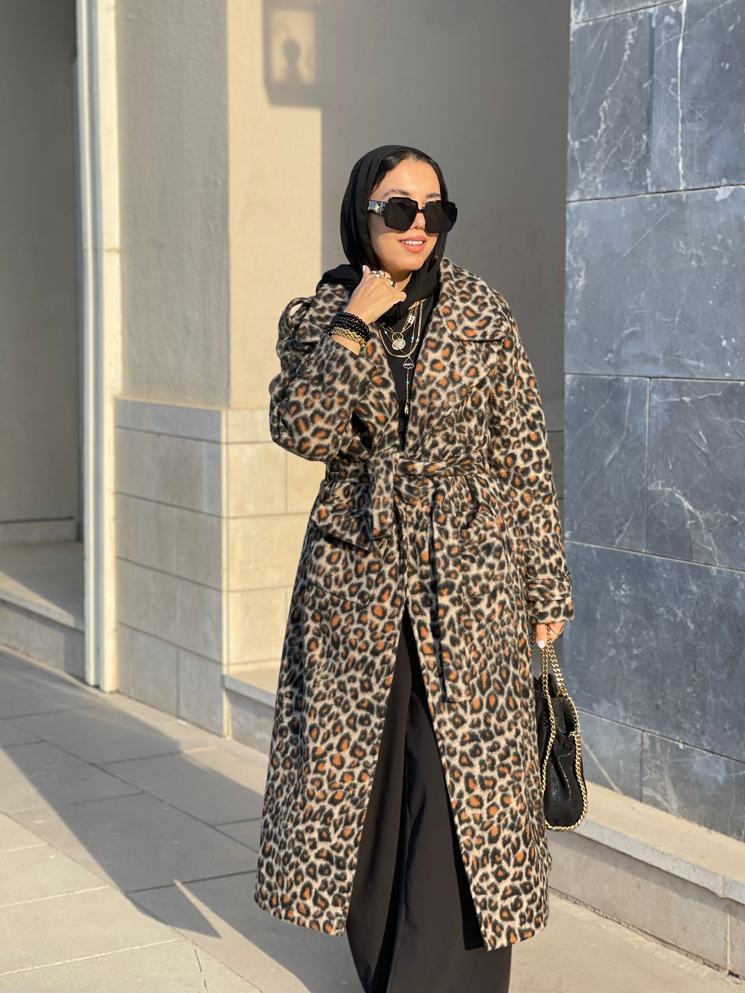 Premium wool leopard coat