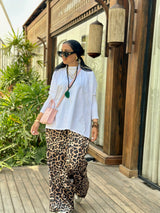 Silk leopard pants