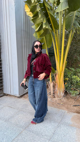 Soft fur Burgundy cropped jacket