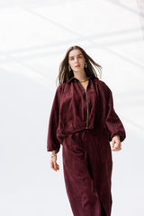 Burgundy suede ballon set