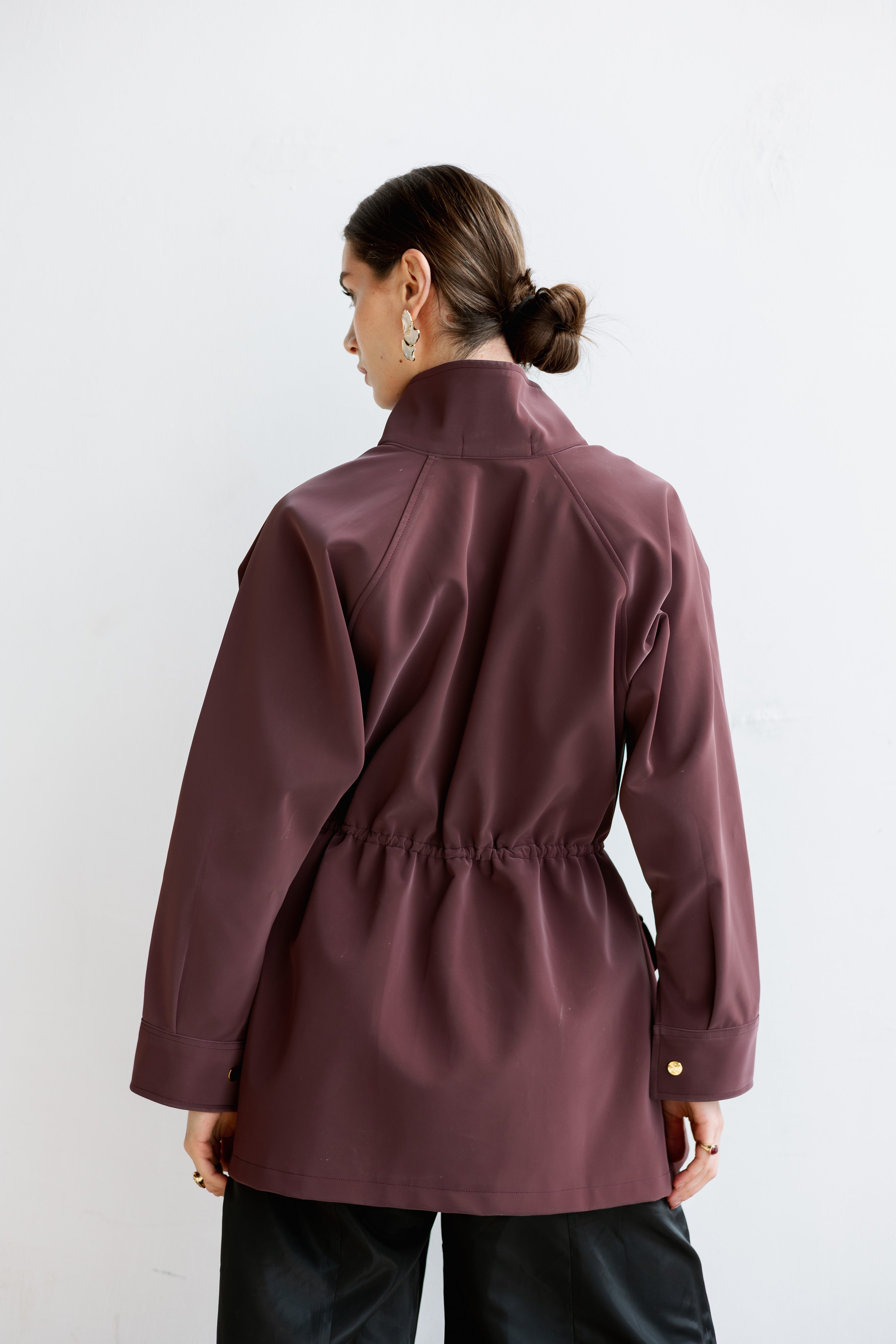 Burgundy leather  safari jacket