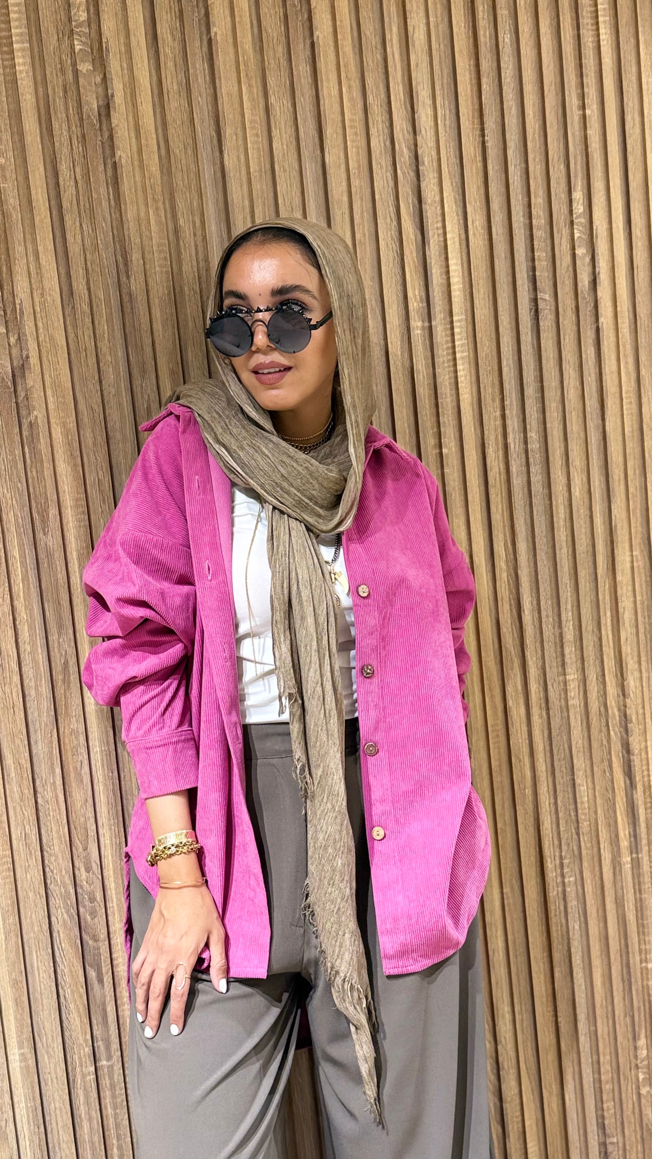 Fuchsia corduroy shirt