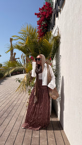 Brown crushed polka dot skirt