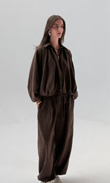 Brown Suede ballown set
