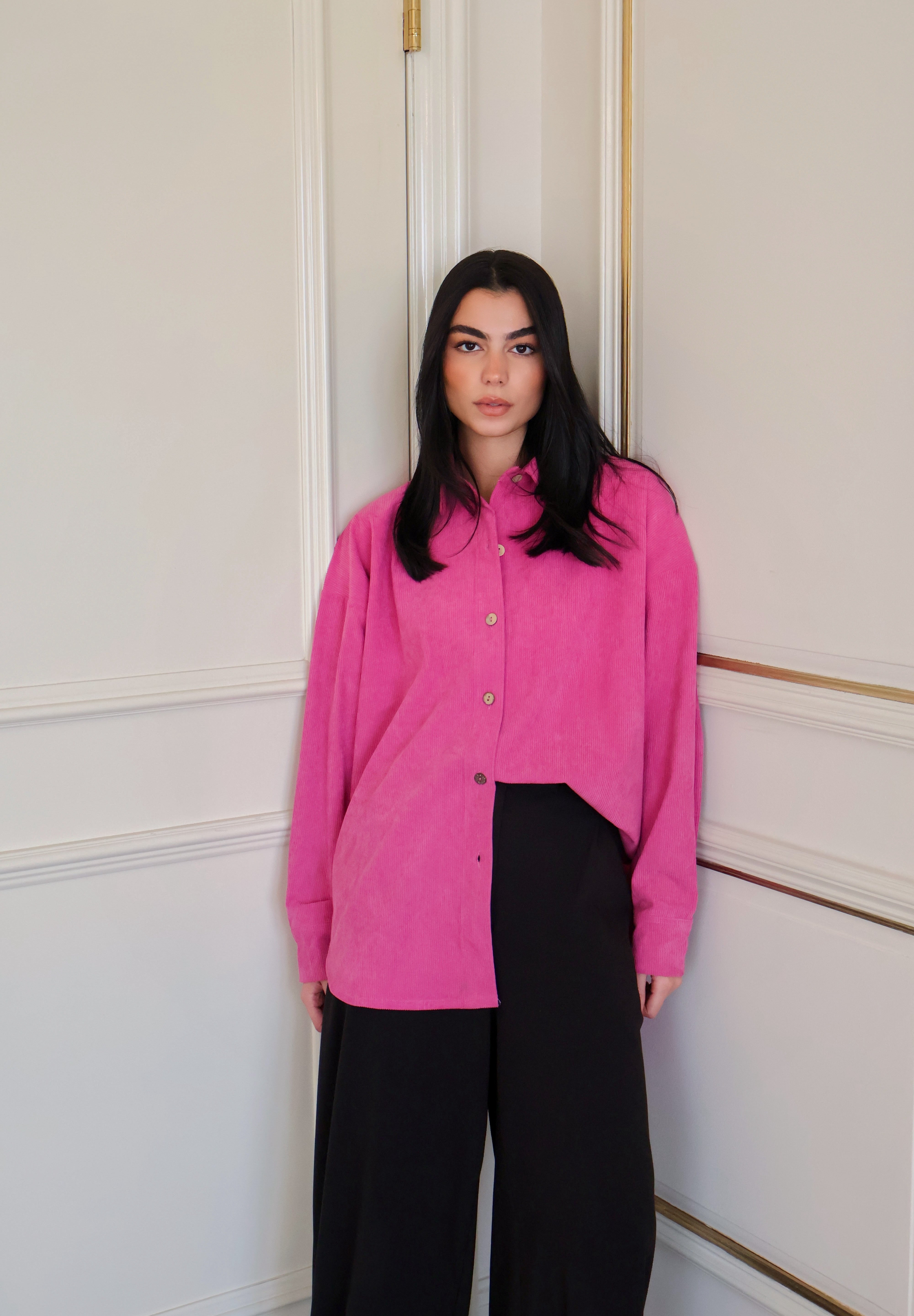 Fuchsia corduroy shirt