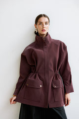 Burgundy leather  safari jacket