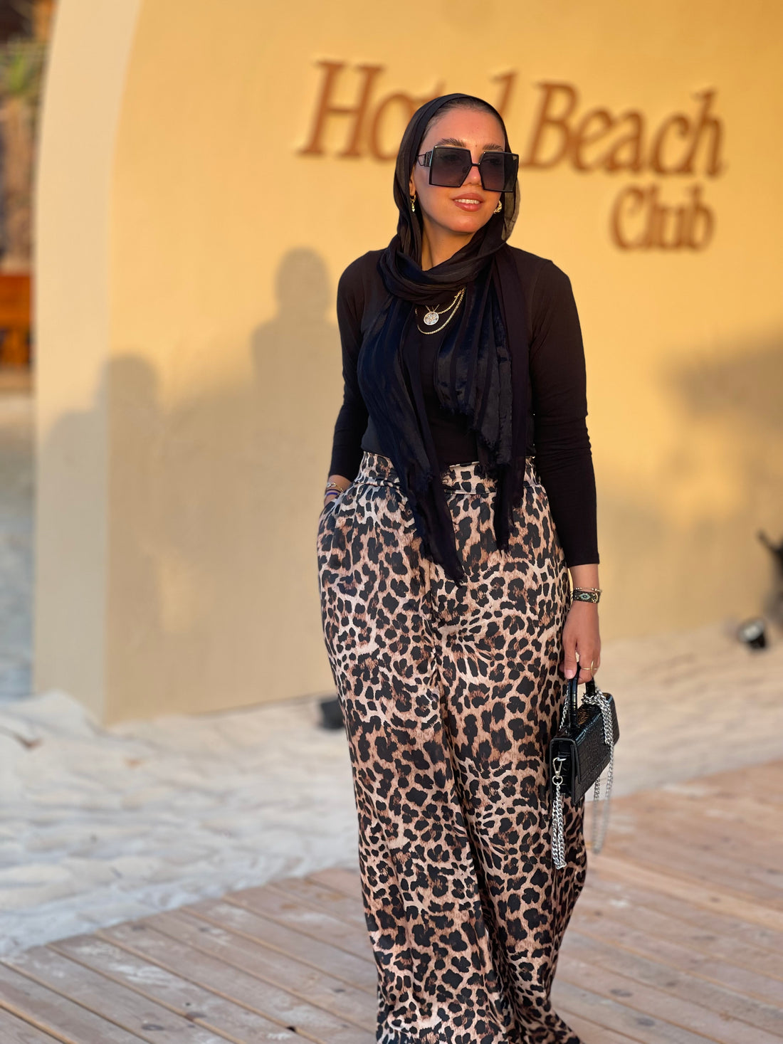 Silk leopard pants