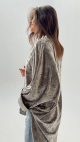 GHALIA silver grey strass poncho