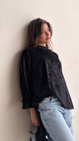 GHALIA black strass velvet poncho
