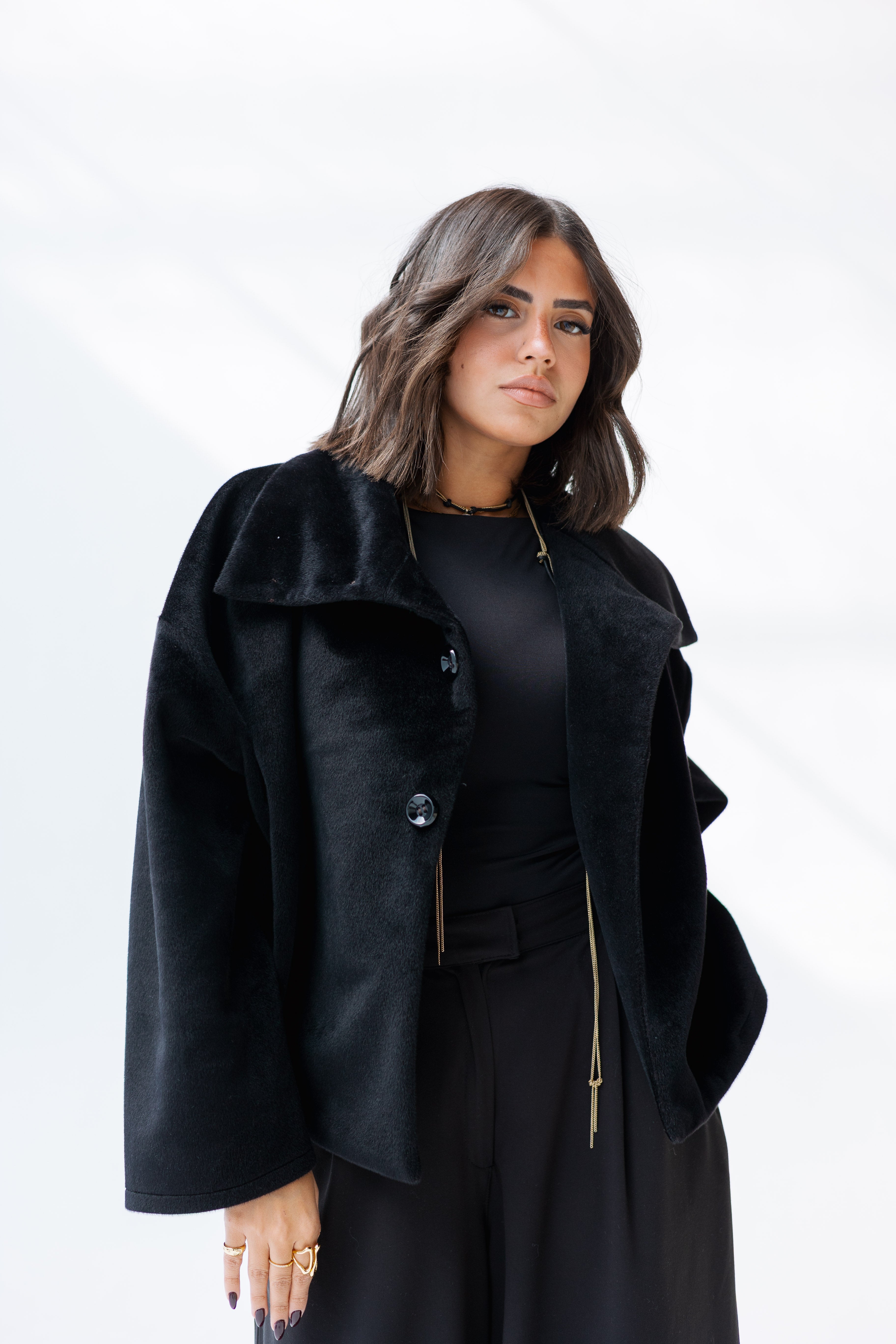 Black high neck jacket