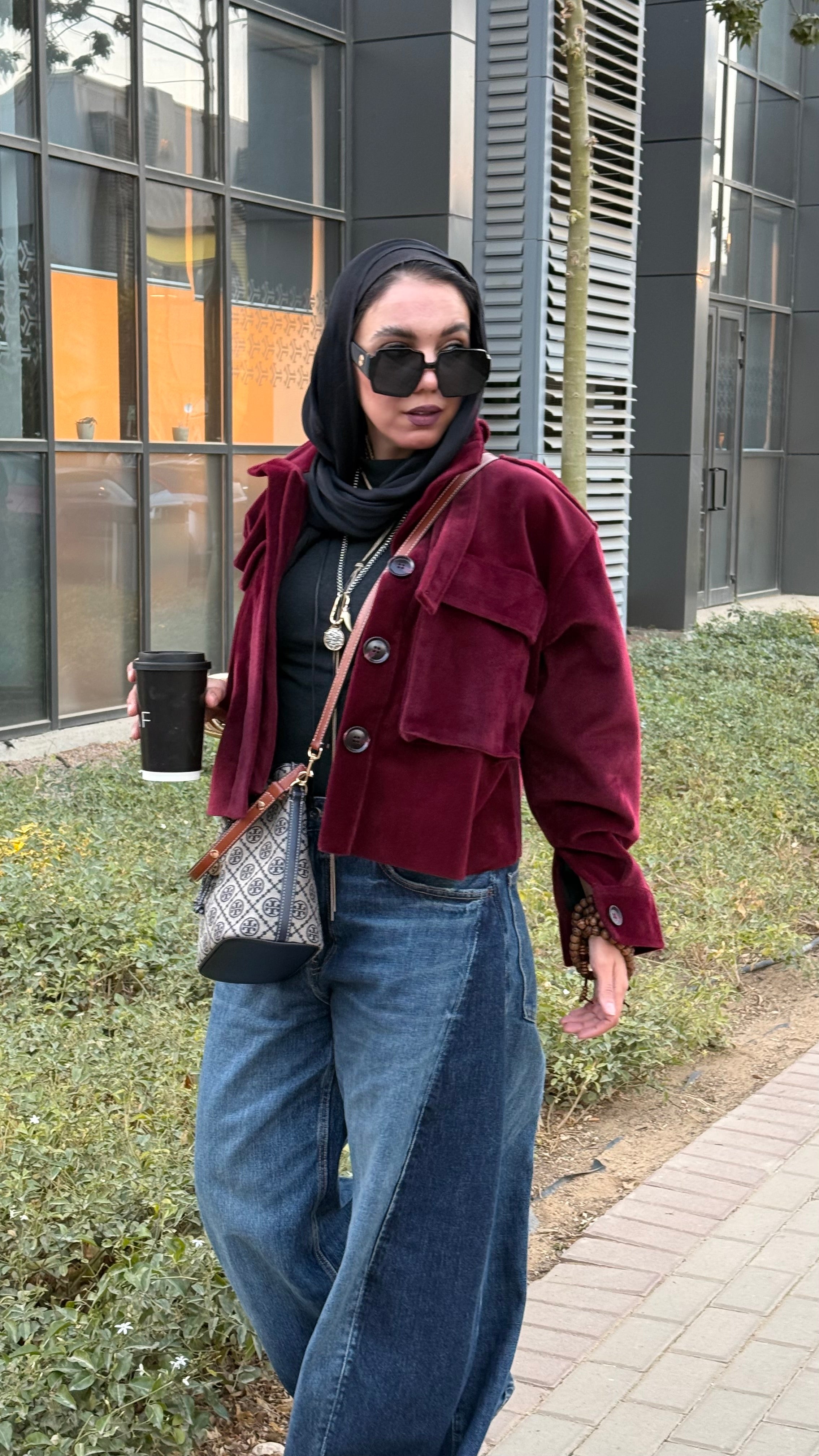 Soft fur Burgundy cropped jacket