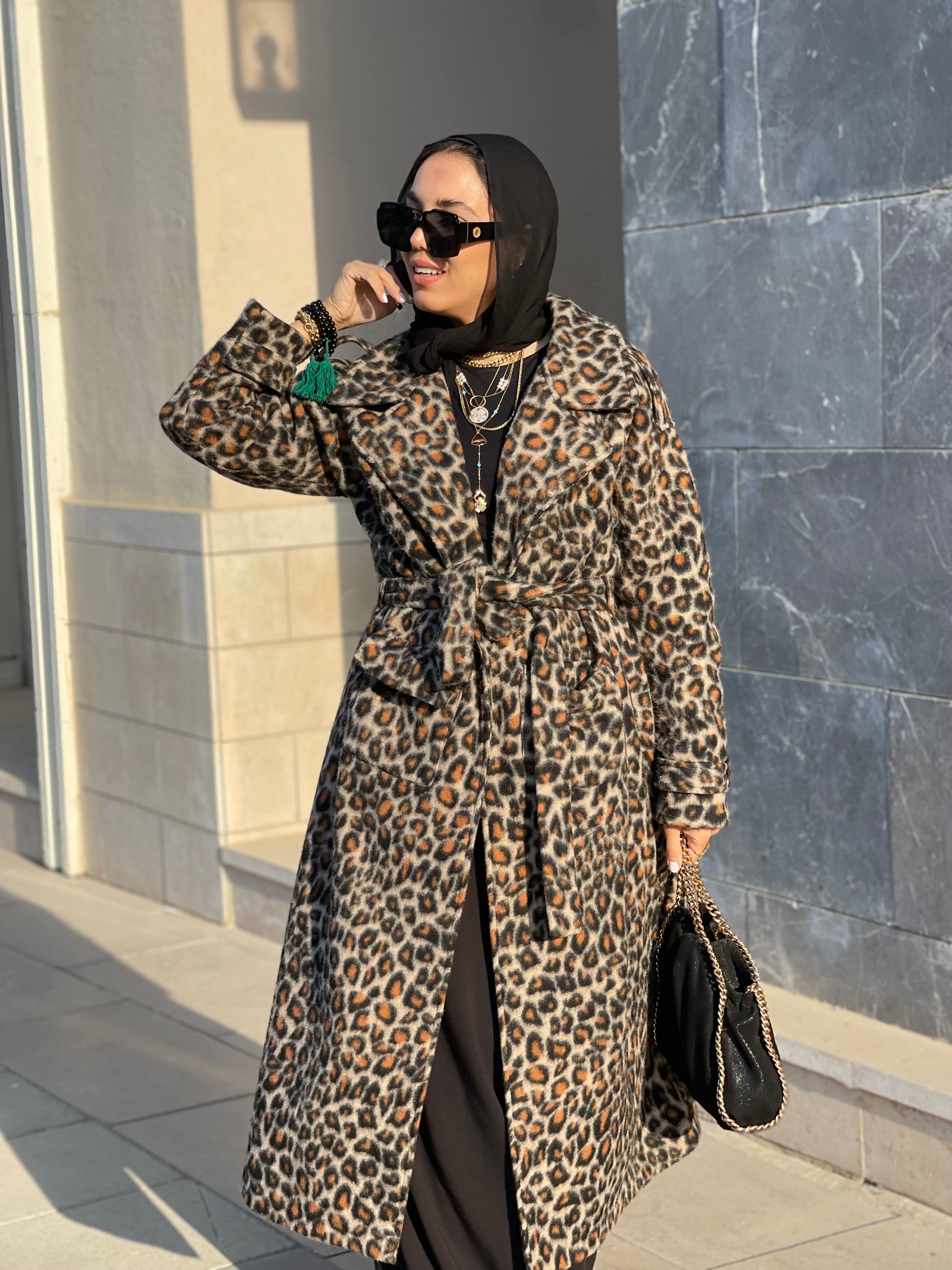 Premium wool leopard coat