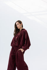 Burgundy suede ballon set( restocking within two weeks.