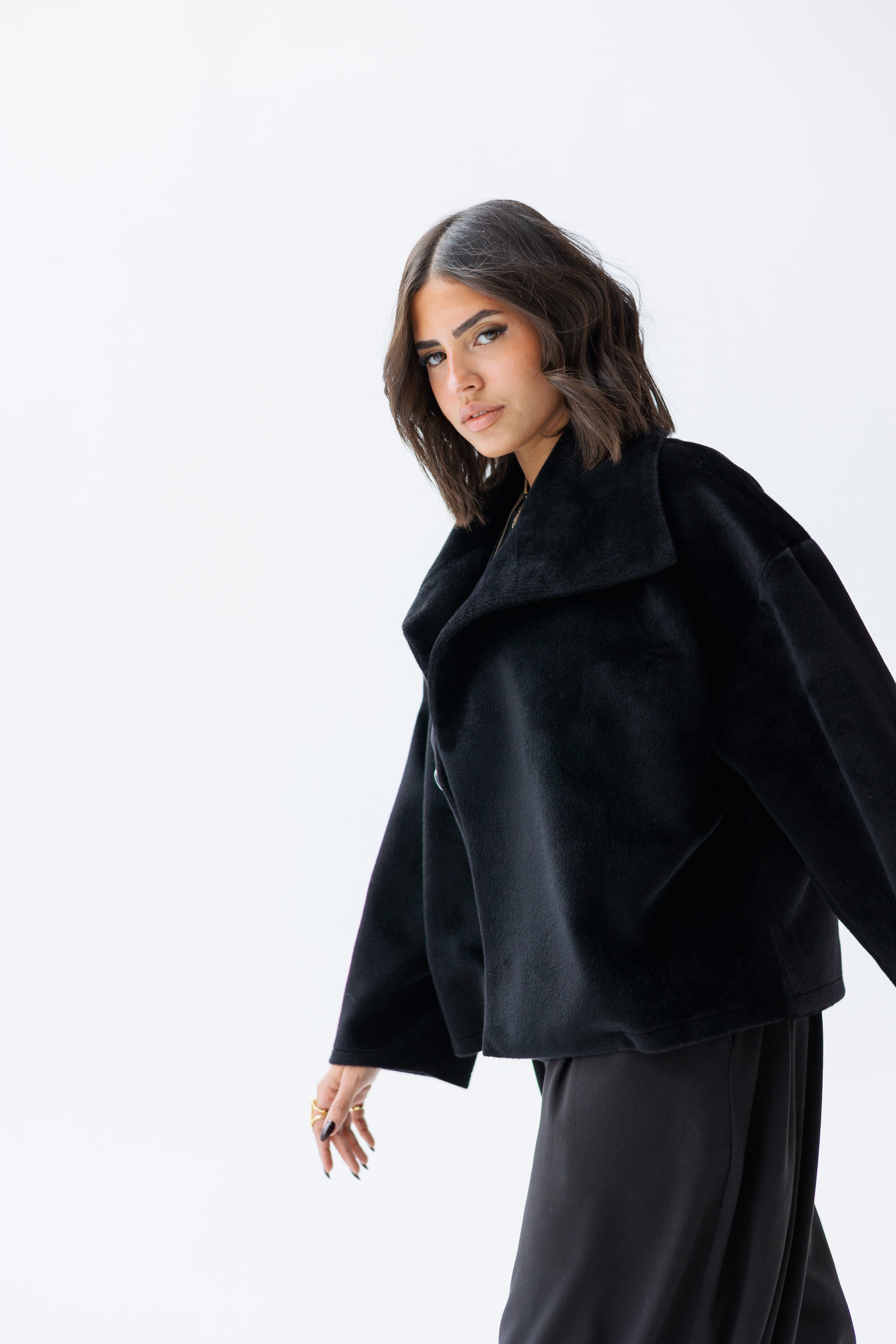 Black high neck jacket