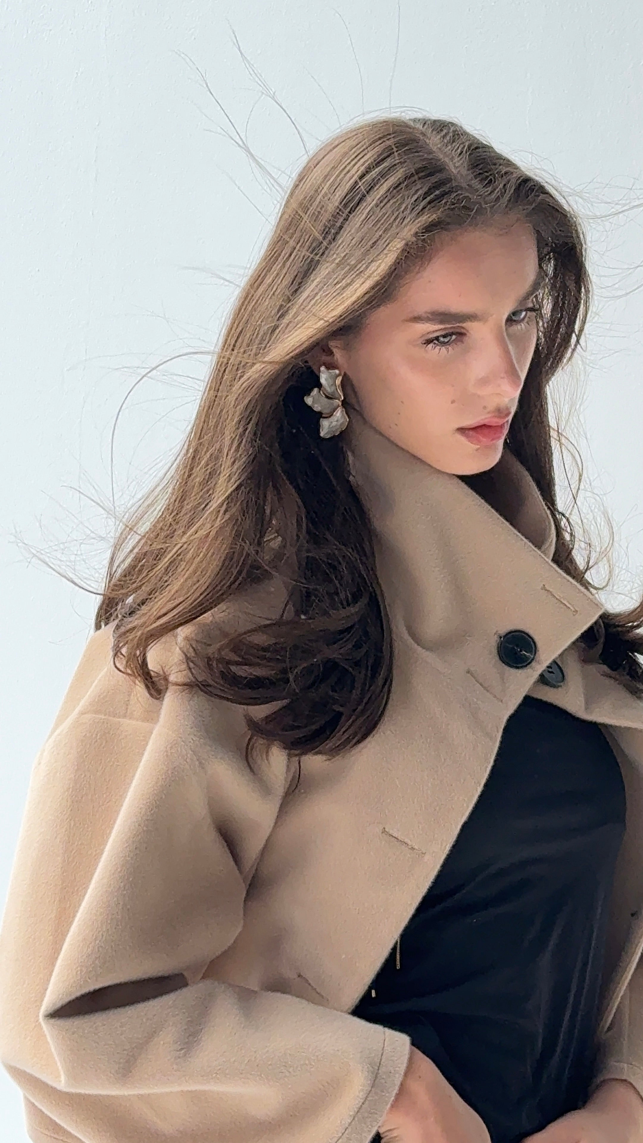 Beige high neck jacket