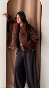 "Cocoa Rich Faux Fur Jacket”