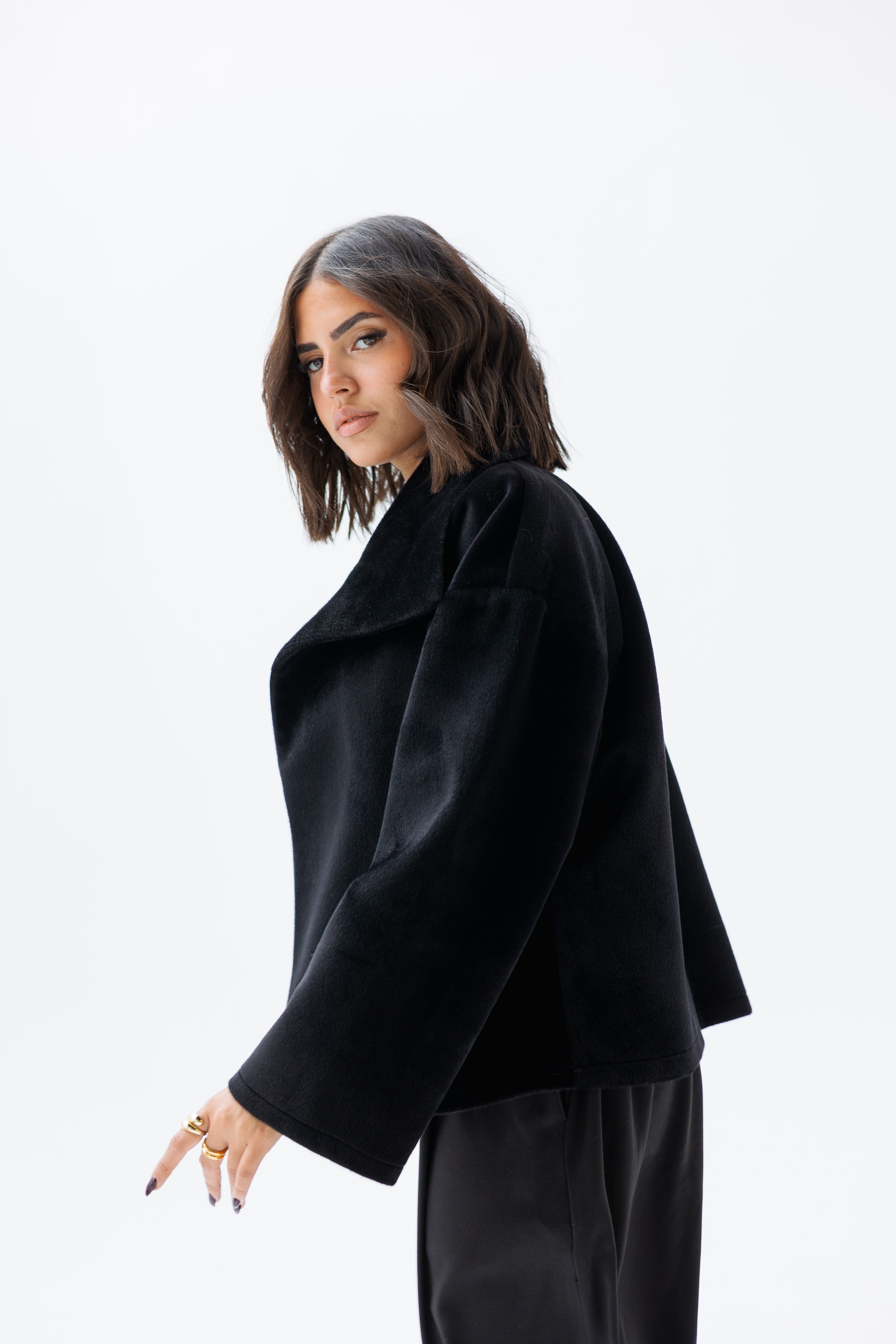 Black high neck jacket