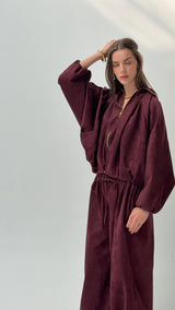 Burgundy suede ballon set