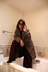 Premium wool leopard coat