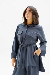 Pinstriped Light twill set