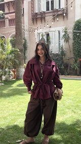LEENA High Neck shirt - Burgundy
