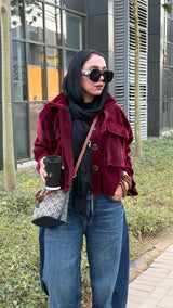 Soft fur Burgundy cropped jacket