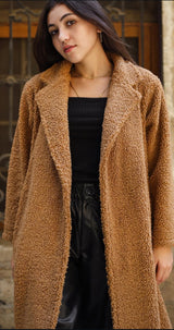 Camel  heavy teddy fur coat