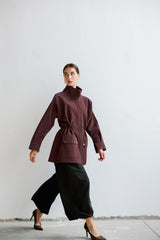 Burgundy leather  safari jacket