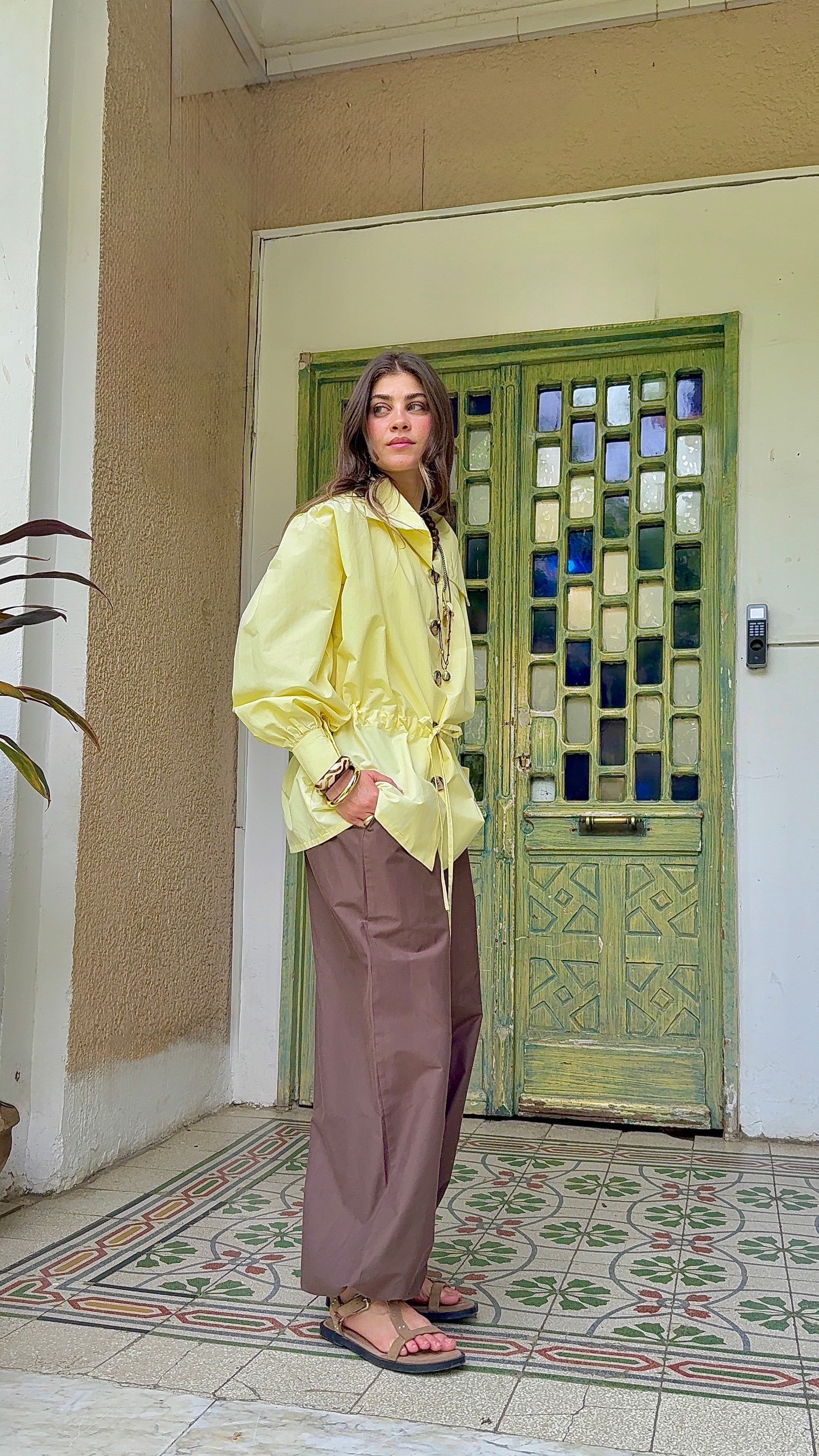 LEENA High Neck shirt - butter yellow