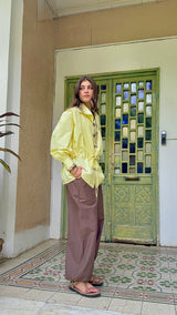 LEENA High Neck shirt - butter yellow