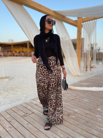 Silk leopard pants