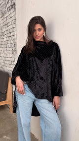 GHALIA black strass velvet poncho