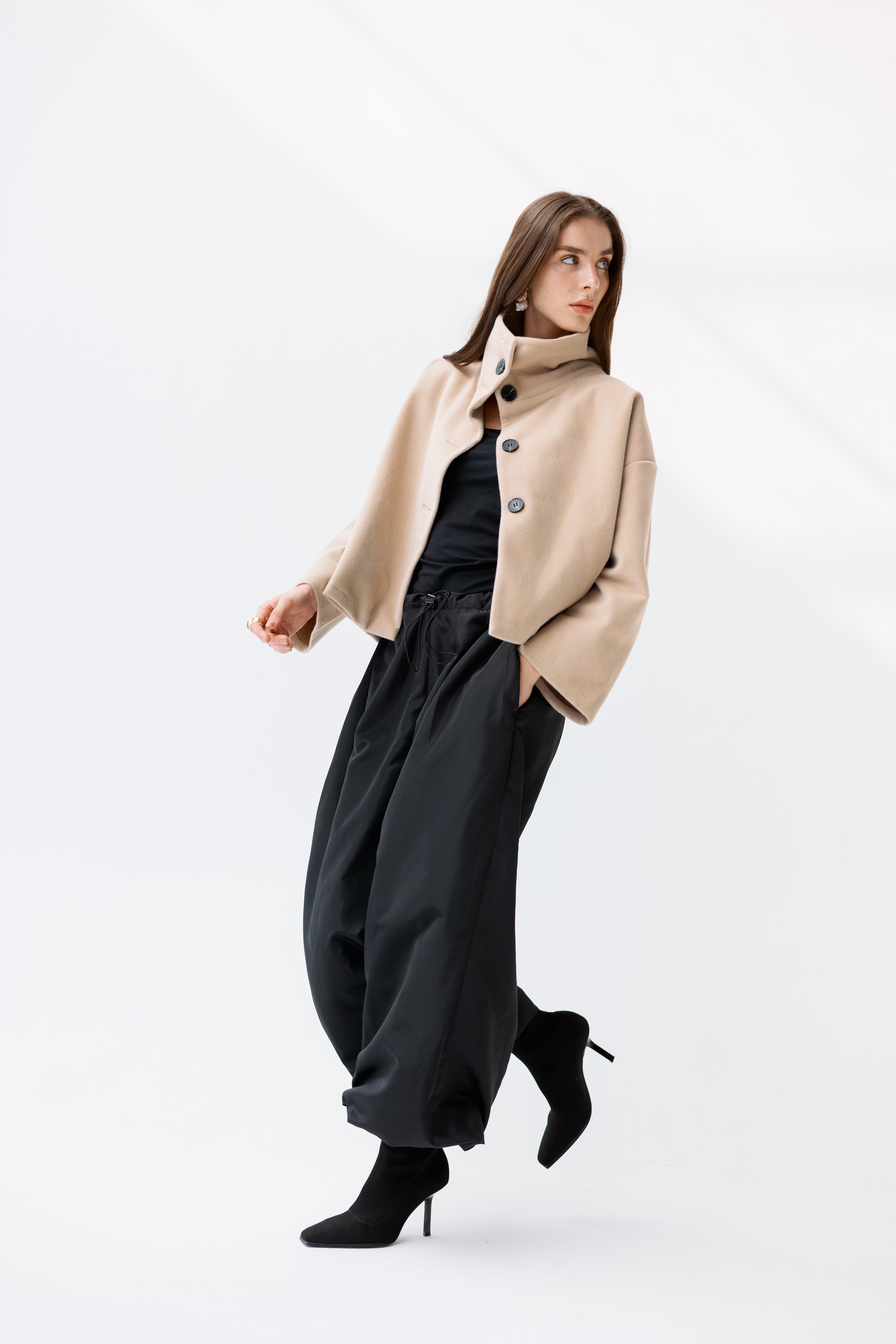 Beige high neck jacket