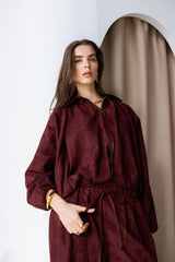 Burgundy suede ballon set( restocking within two weeks.