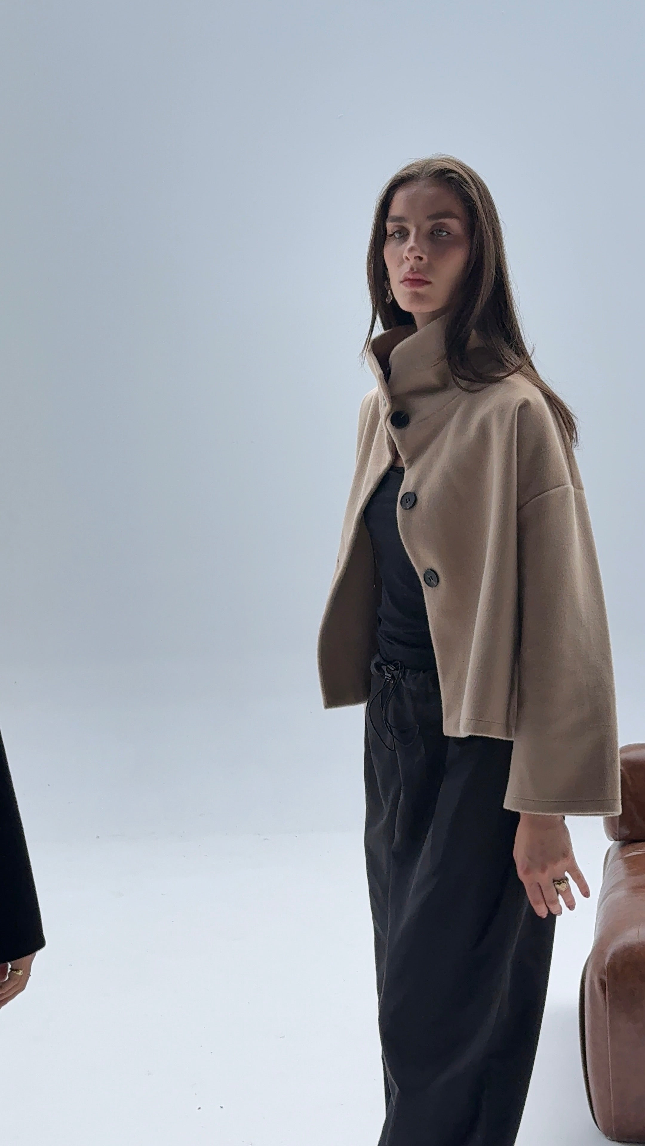 Beige high neck jacket