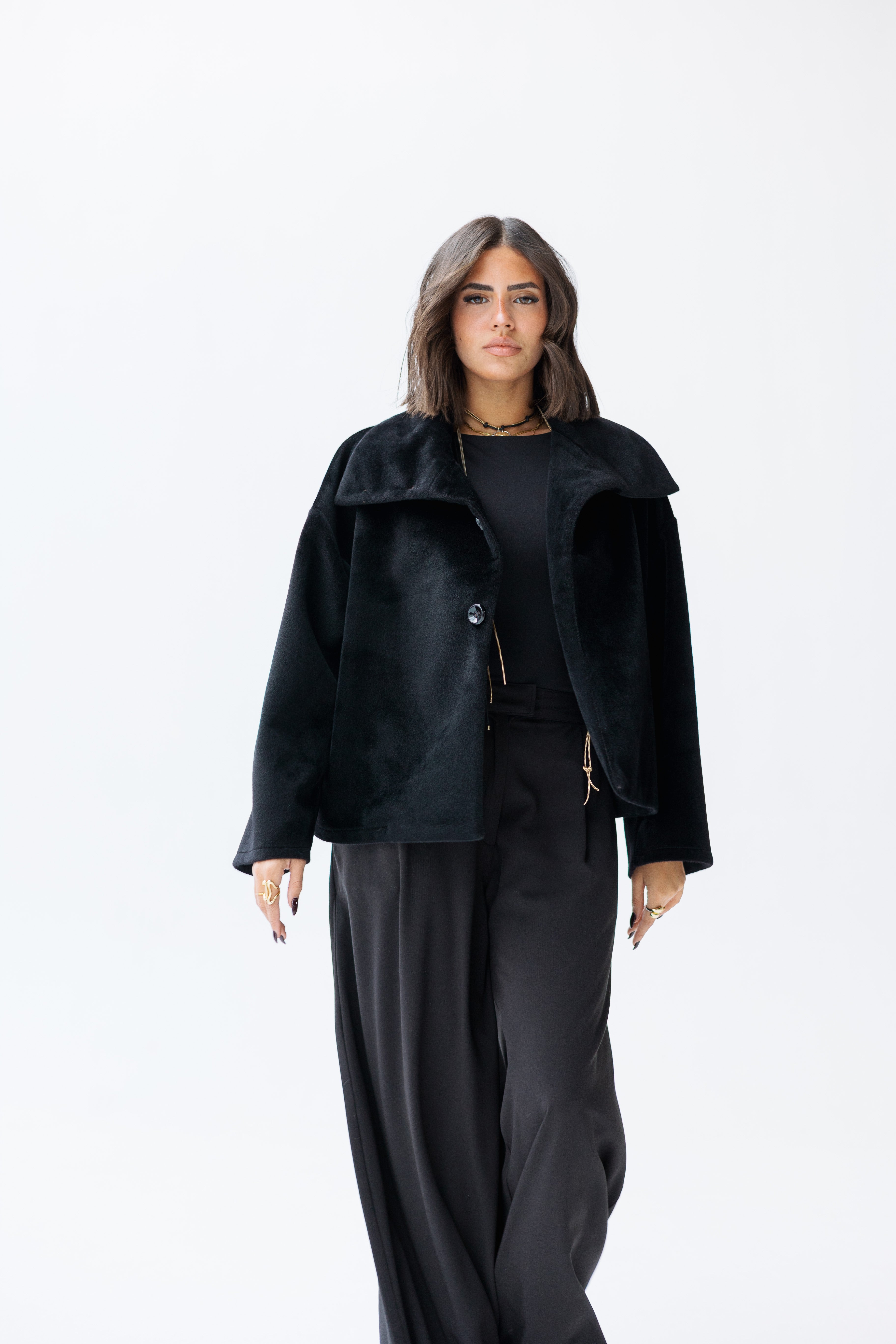 Black high neck jacket