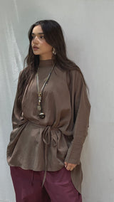 Arwa poncho in olive (100% cotton)