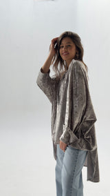 GHALIA silver grey strass poncho