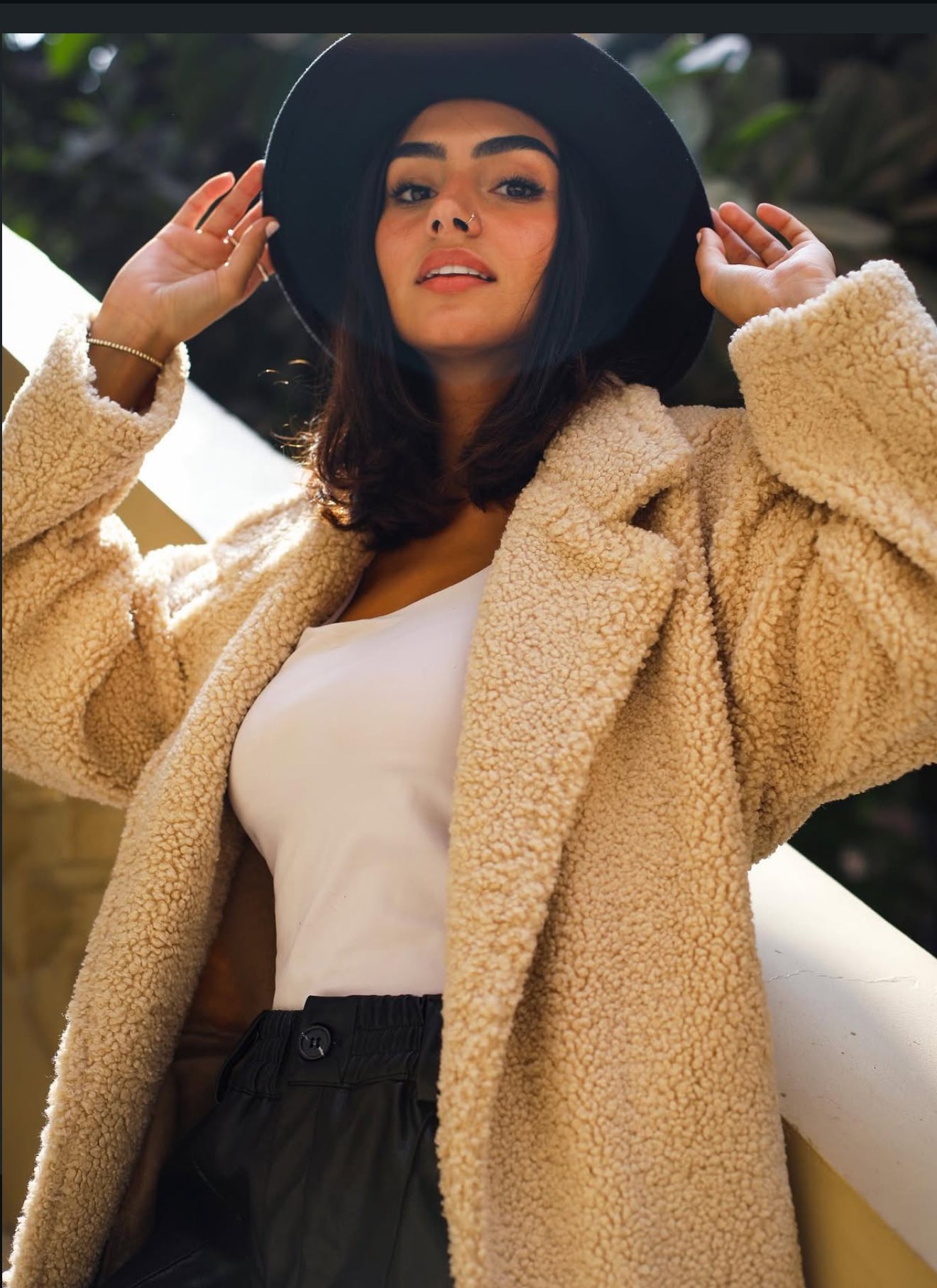 Off white teddy fur coat