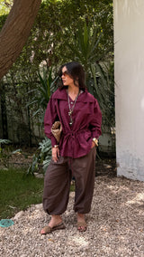 LEENA High Neck shirt - Burgundy