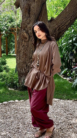Arwa poncho in olive (100% cotton)