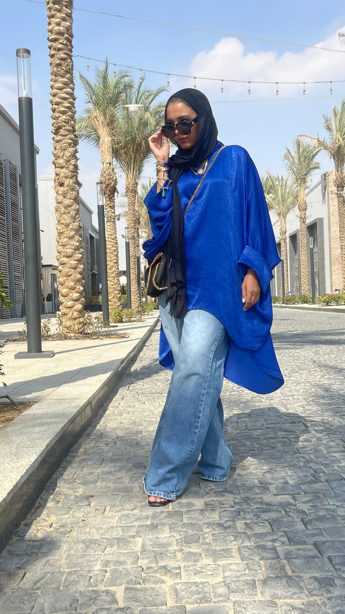 Royal blue shimmery poncho