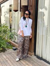 Silk leopard pants