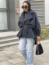 Oversized mohair high low jacket