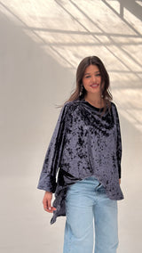 GHALIA navy blue strass poncho