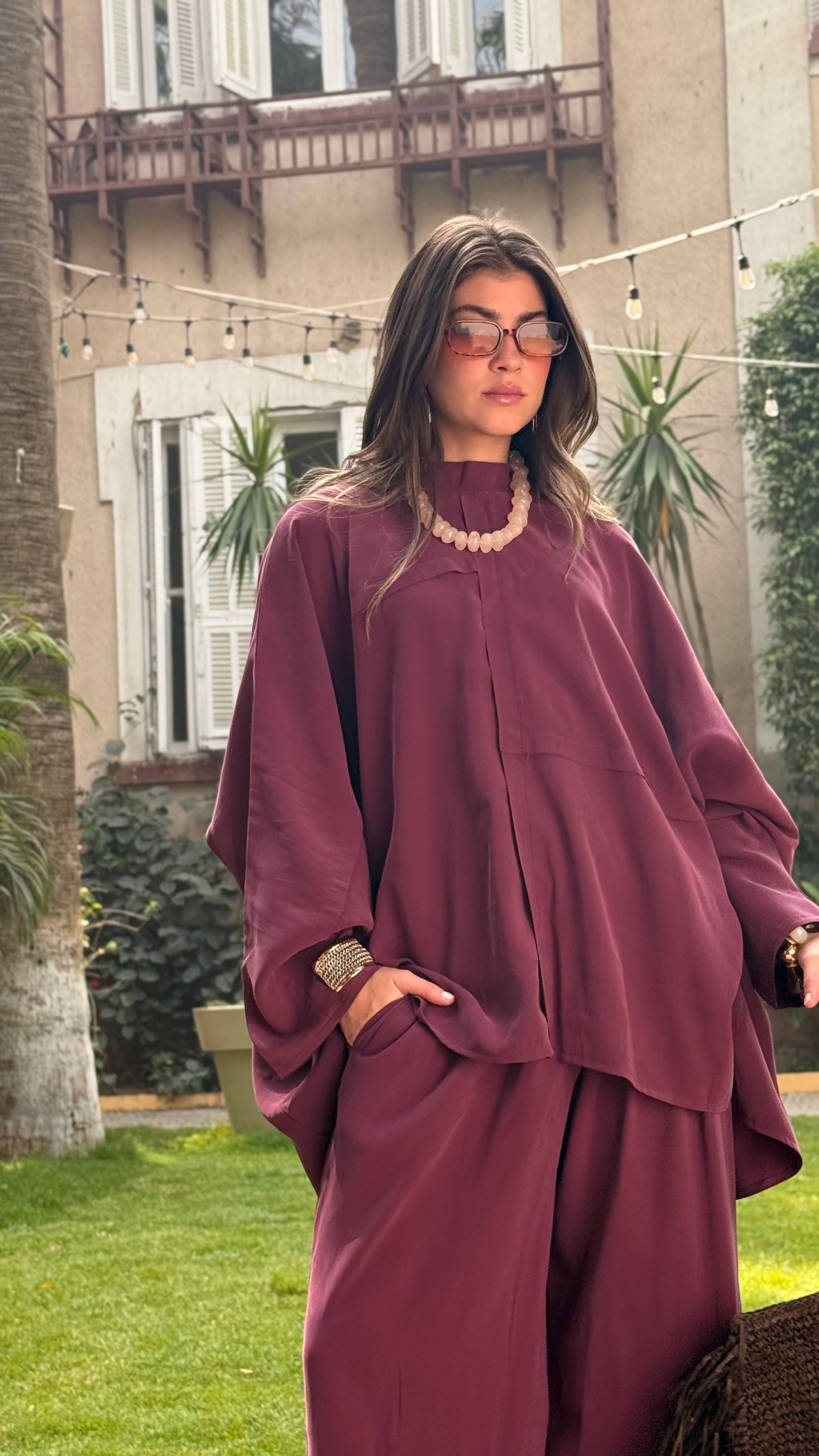 Nola tencil set in Burgundy (100% cotton)