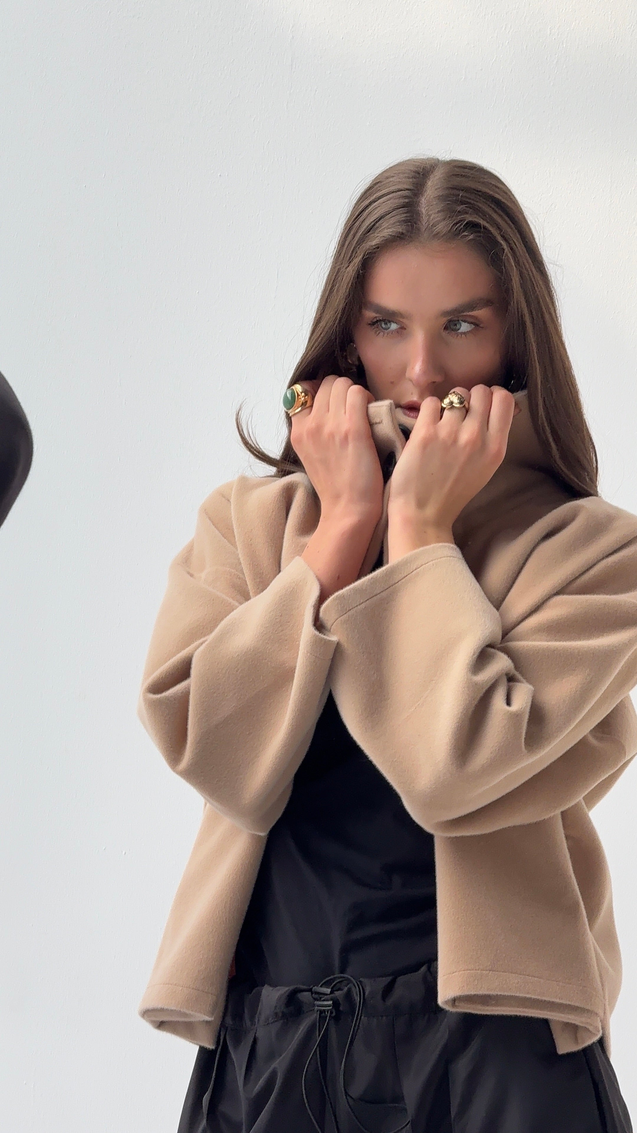 Beige high neck jacket