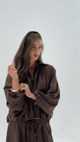 Brown Suede ballown set