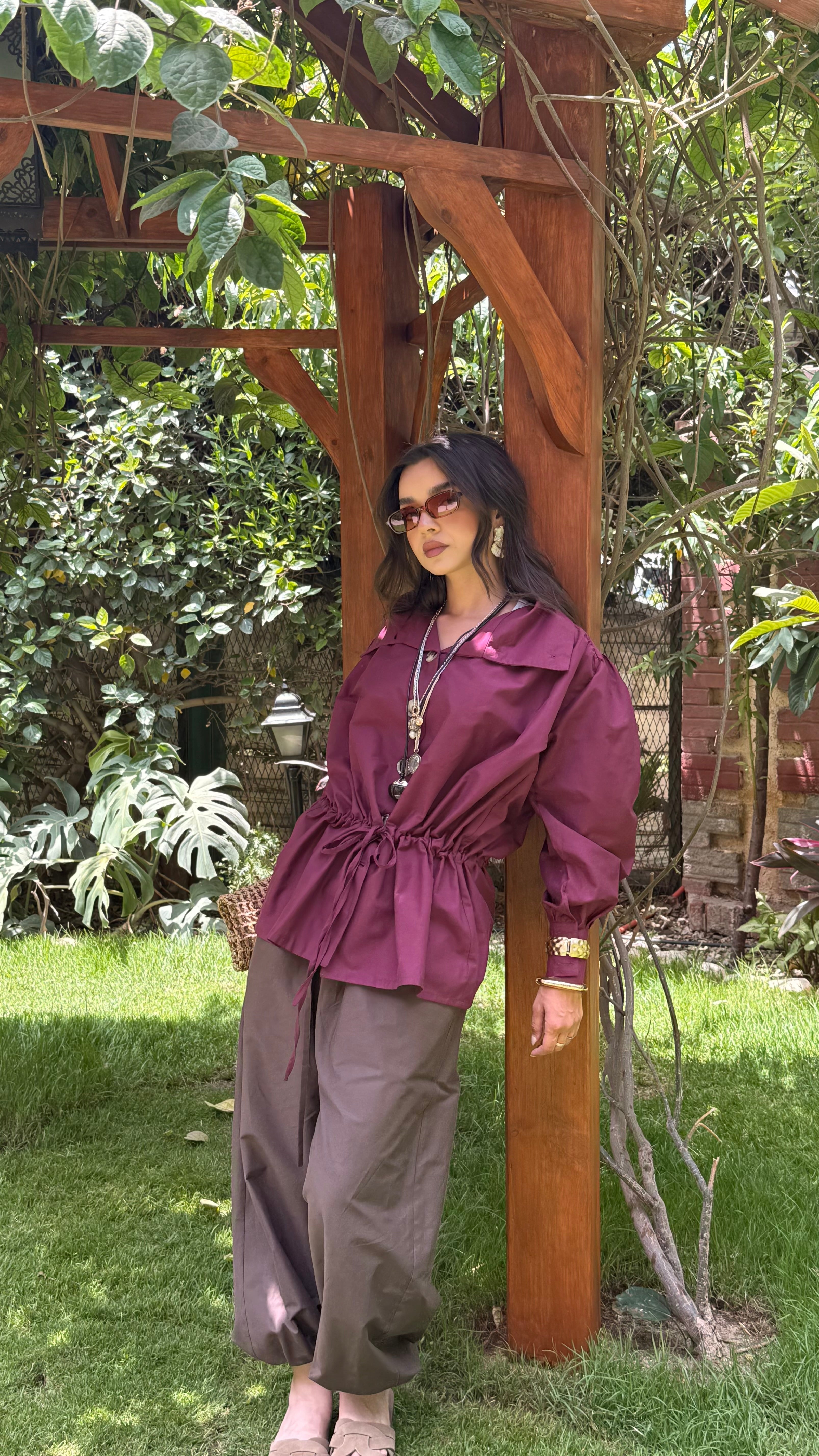LEENA High Neck shirt - Burgundy