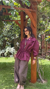 LEENA High Neck shirt - Burgundy